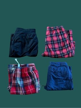 🥱 🧸(4) Plaid and Solid Pajama Pants Set 🧸 🥱